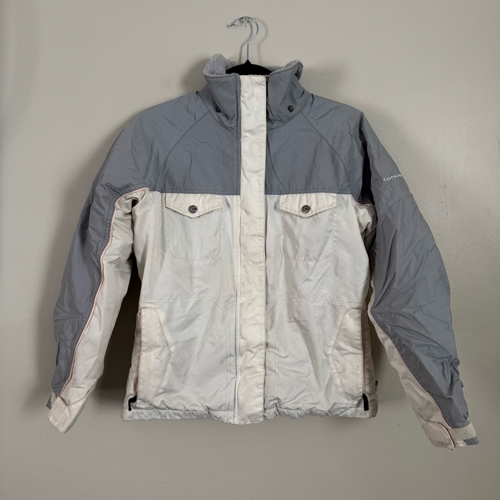 Columbia White and Gray Full Zip Jacket - size 14/16